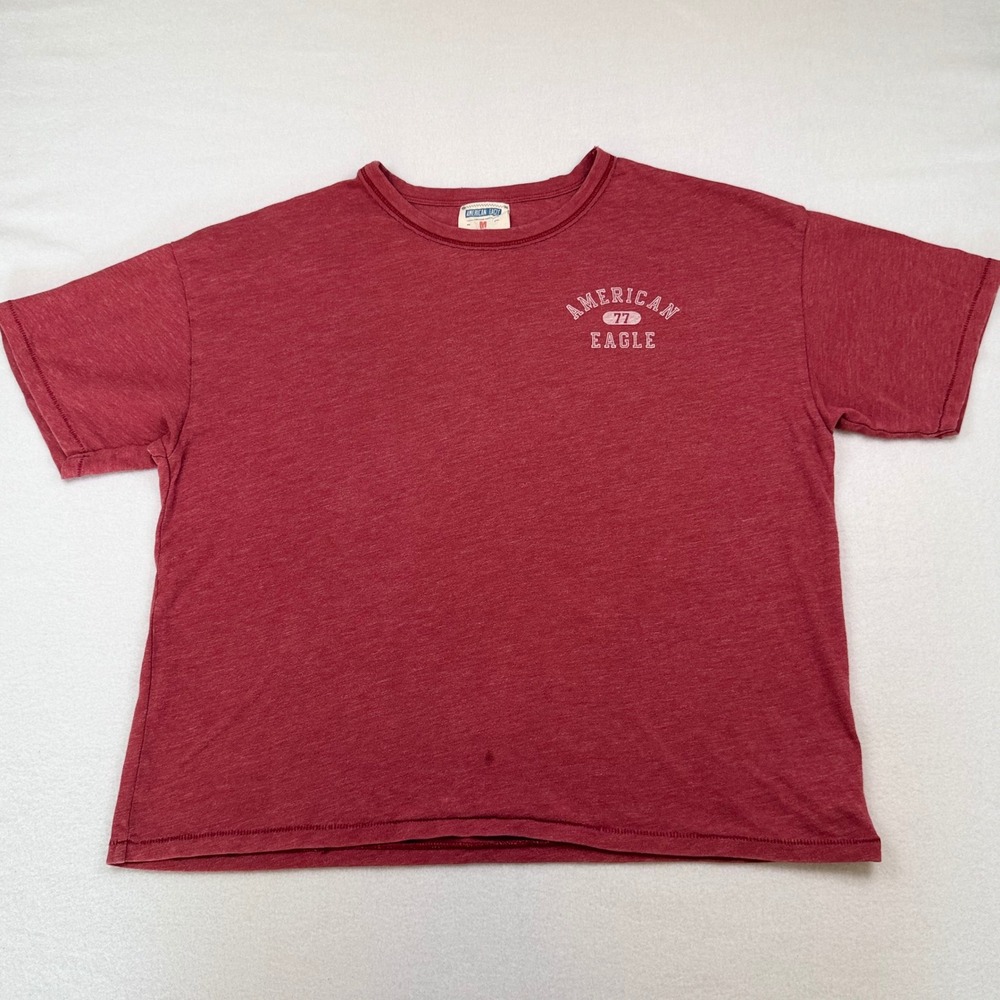 American Eagle Vintage Vault Red Graphic T-Shirt Womens Medium Short Sleeve Crop